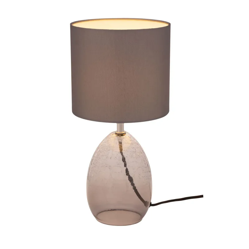 Lampe à poser Tempting Gleam max20W E14 Gris/Verre fumé 230V tissu/verre