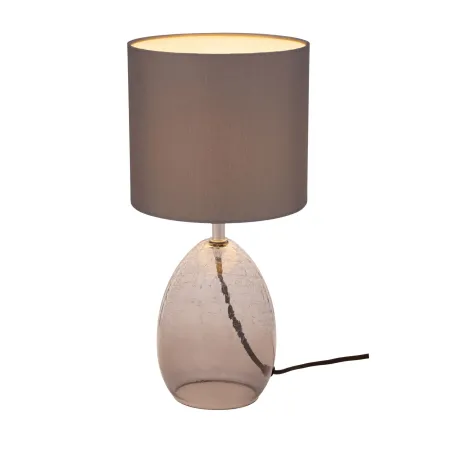 Lampe à poser Tempting Gleam max20W E14 Gris/Verre fumé 230V tissu/verre