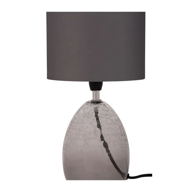 Lampe à poser Tempting Gleam max20W E14 Gris/Verre fumé 230V tissu/verre