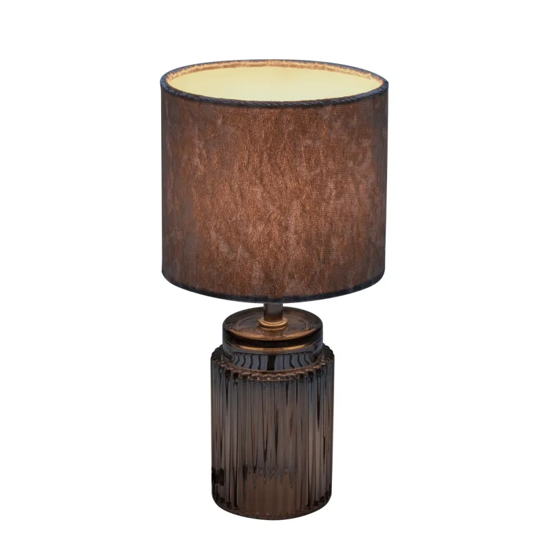 Lampe à poser Classy Velvet max20W E14 Gris/Verre fumé 230V velours/verre