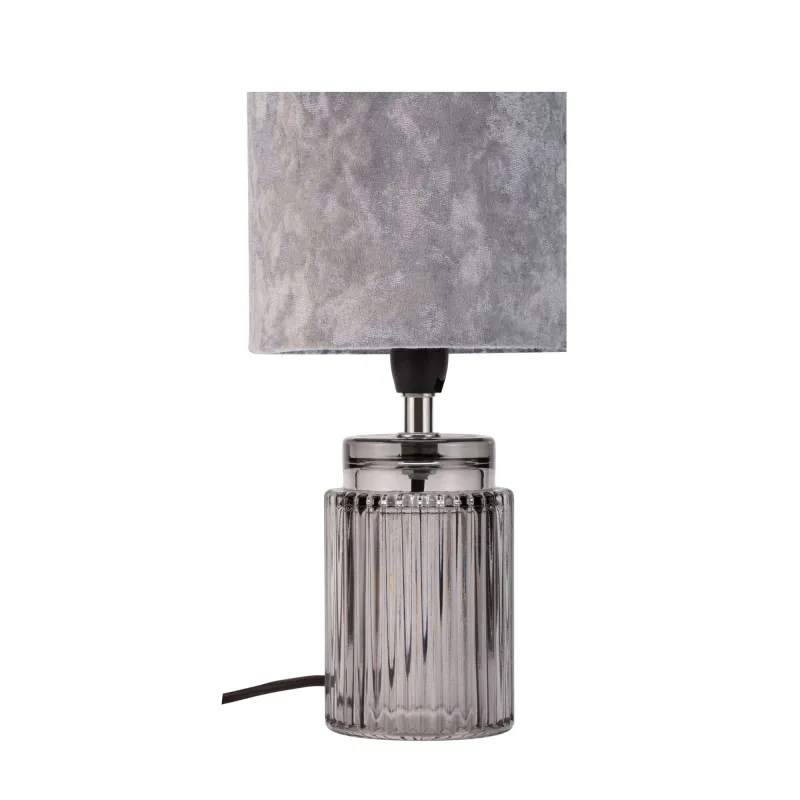 Lampe à poser Classy Velvet max20W E14 Gris/Verre fumé 230V velours/verre