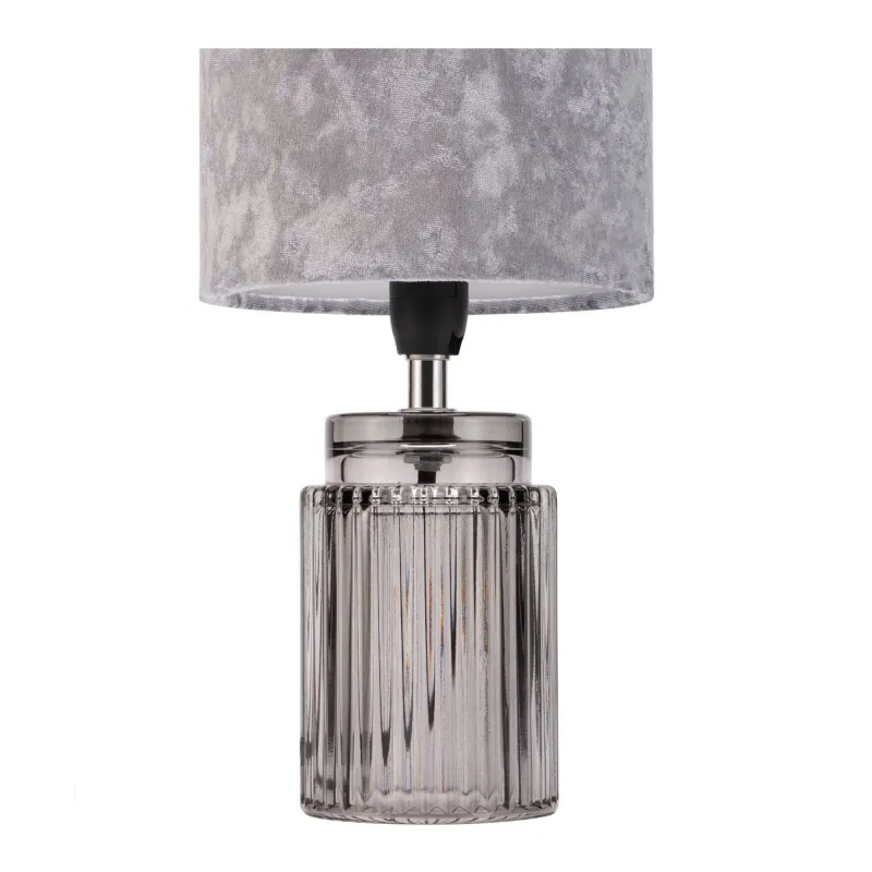 Lampe à poser Classy Velvet max20W E14 Gris/Verre fumé 230V velours/verre