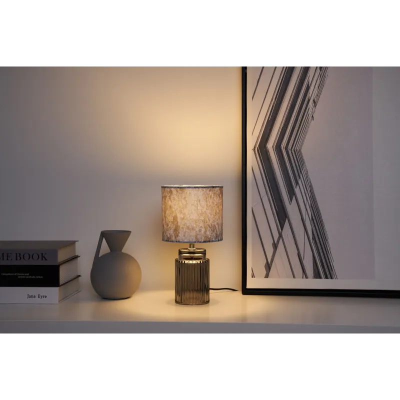 Lampe à poser Classy Velvet max20W E14 Gris/Verre fumé 230V velours/verre