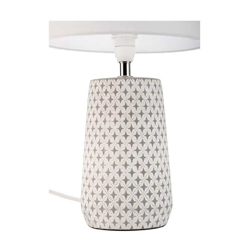 Lampe à poser Pretty Purity max20W E14 Blanc/Gris 230V tissu/béton