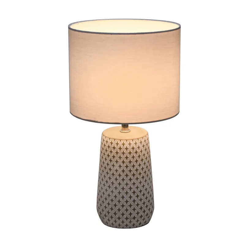 Lampe à poser Pretty Purity max20W E14 Blanc/Gris 230V tissu/béton