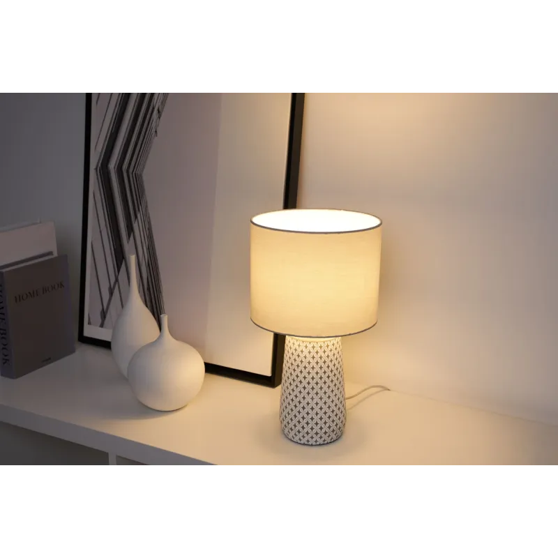 Lampe à poser Pretty Purity max20W E14 Blanc/Gris 230V tissu/béton