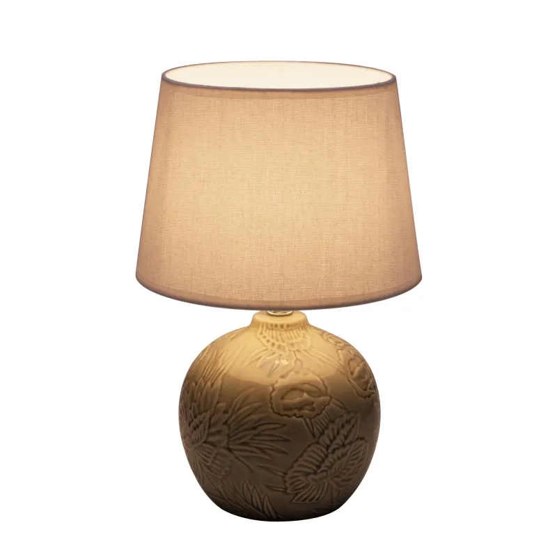 Lampe à poser Tender Love max20W E27 Blanc/Gris 230V tissu/céramique