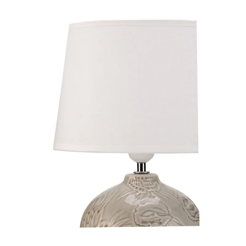 Lampe à poser Tender Love max20W E27 Blanc/Gris 230V tissu/céramique