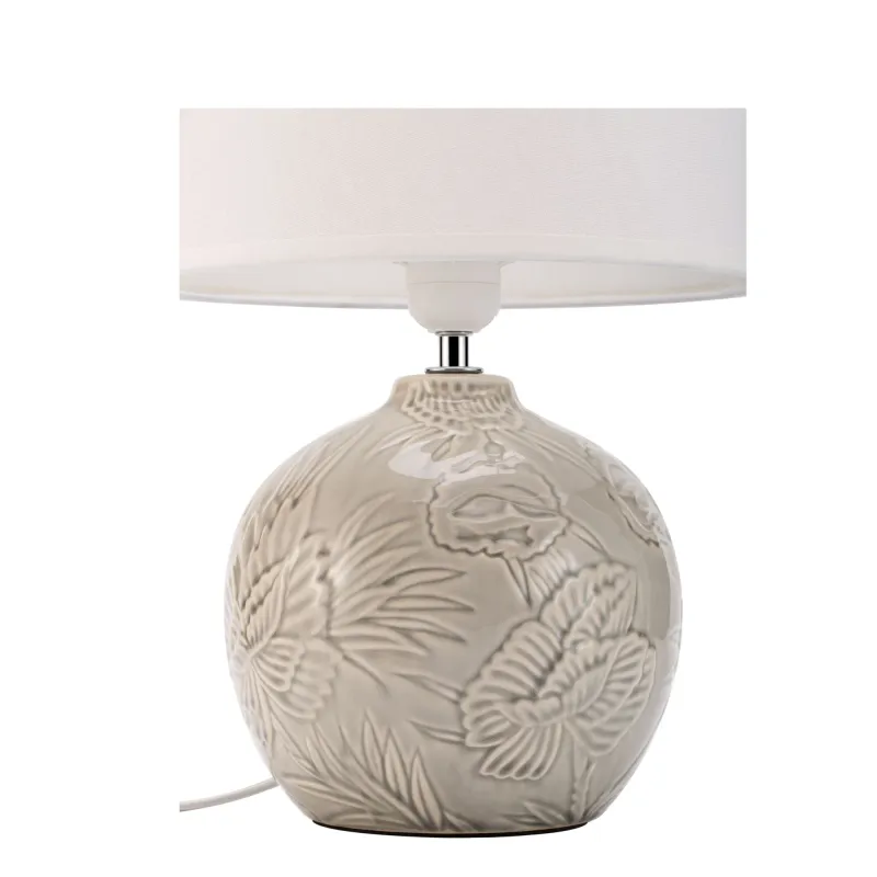 Lampe à poser Tender Love max20W E27 Blanc/Gris 230V tissu/céramique