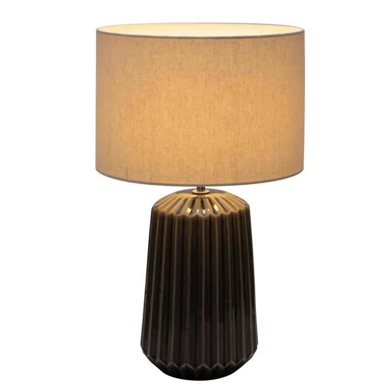 Lampe à poser Classy Delight max20W E27 Beige/Gris 230V tissu/céramique