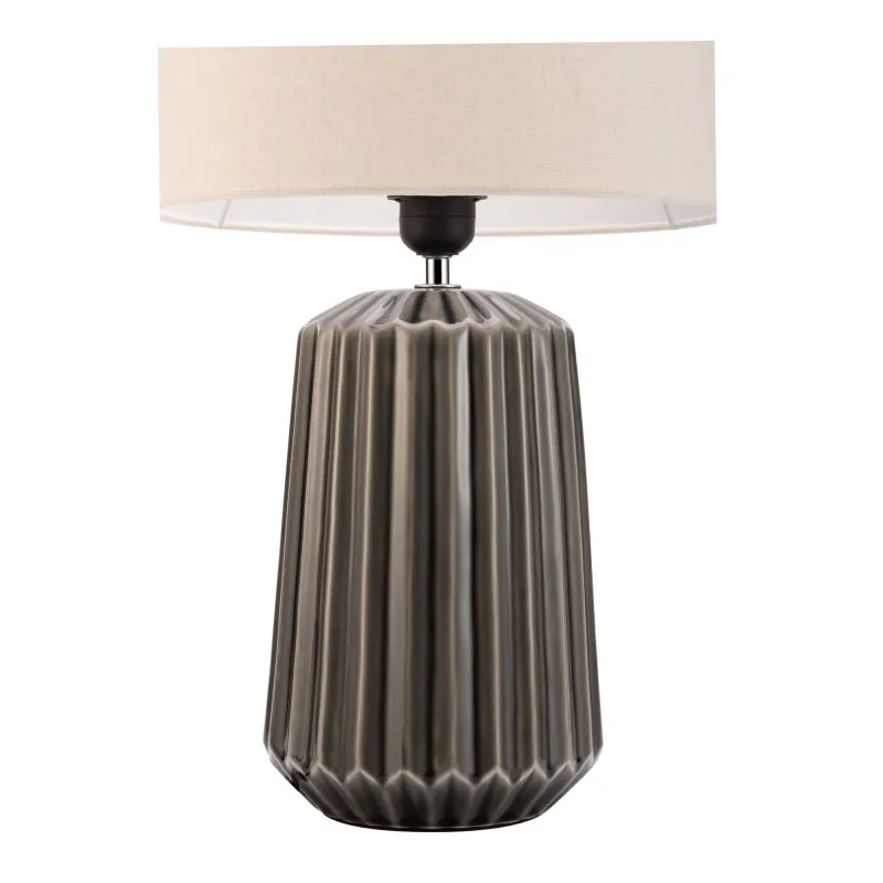 Lampe à poser Classy Delight max20W E27 Beige/Gris 230V tissu/céramique