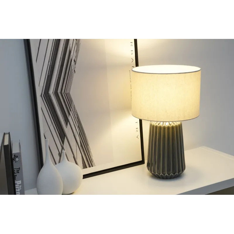 Lampe à poser Classy Delight max20W E27 Beige/Gris 230V tissu/céramique