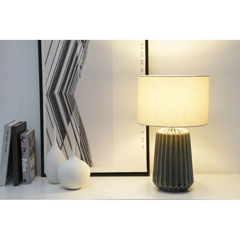 Lampe à poser Classy Delight max20W E27 Beige/Gris 230V tissu/céramique
