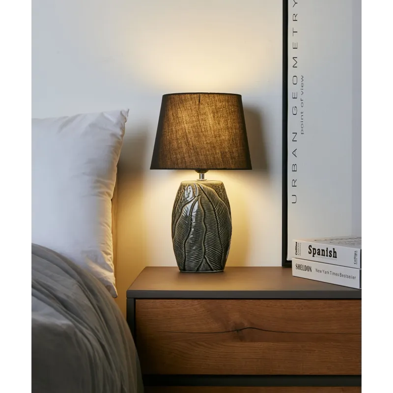 Lampe à poser Midnight Dream max20W E27 Noir/Gris 230 V Tissu/Keramik