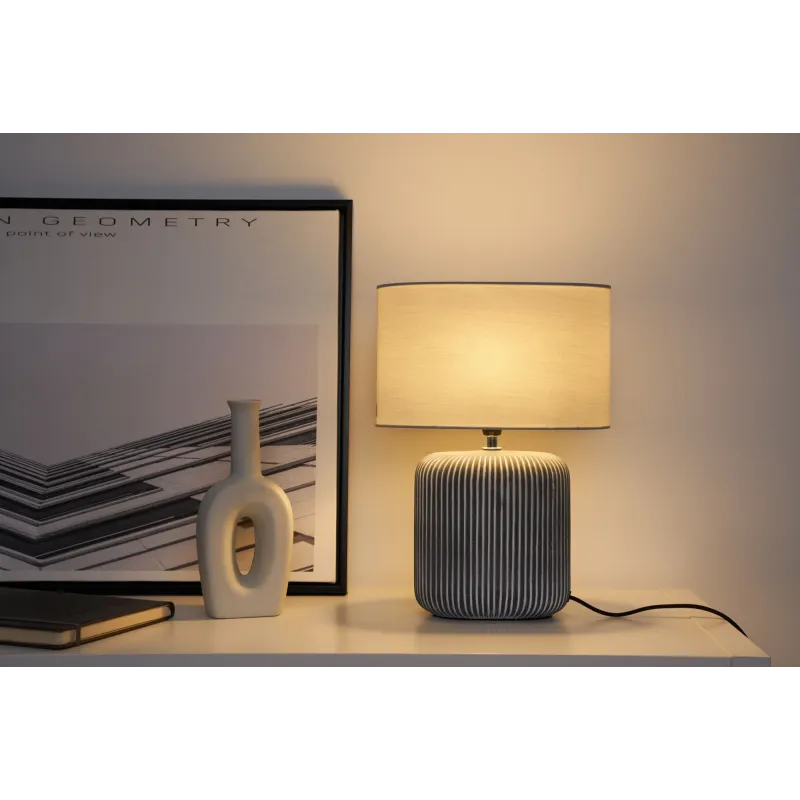 Lampe à poser Pure Shine max20W E14 Gris/Blanc 230V tissu/céramique