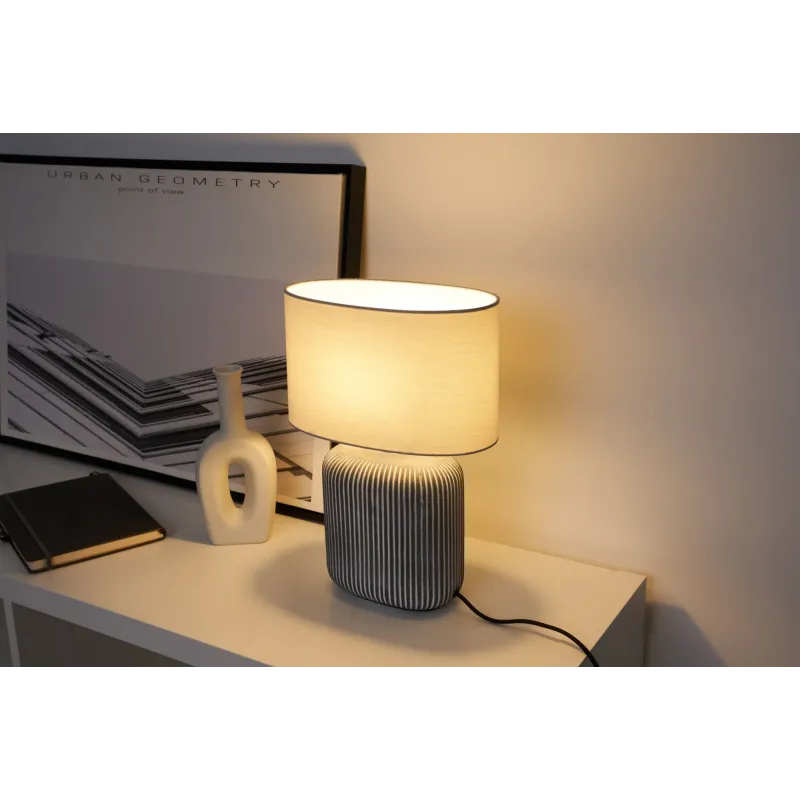 Lampe à poser Pure Shine max20W E14 Gris/Blanc 230V tissu/céramique