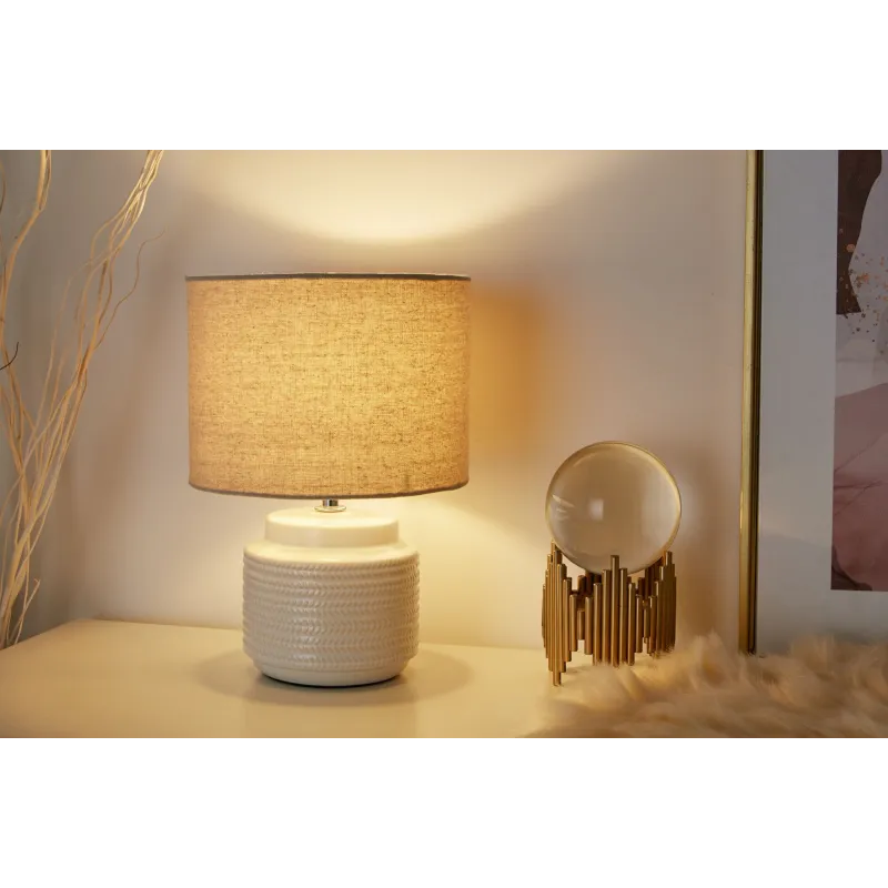 Lampe à poser Bright Soul max20W E14 Crème/Beige 230V Tissu/céramique