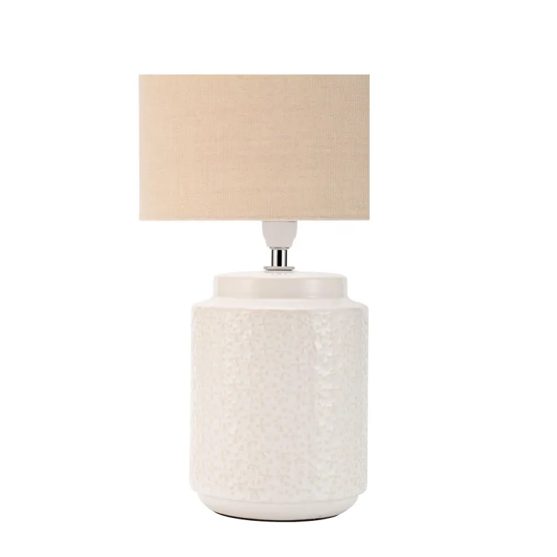 Lampe à poser Charming Bloom max20W E14 Beige 230V tissu/céramique