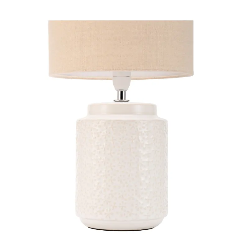 Lampe à poser Charming Bloom max20W E14 Beige 230V tissu/céramique