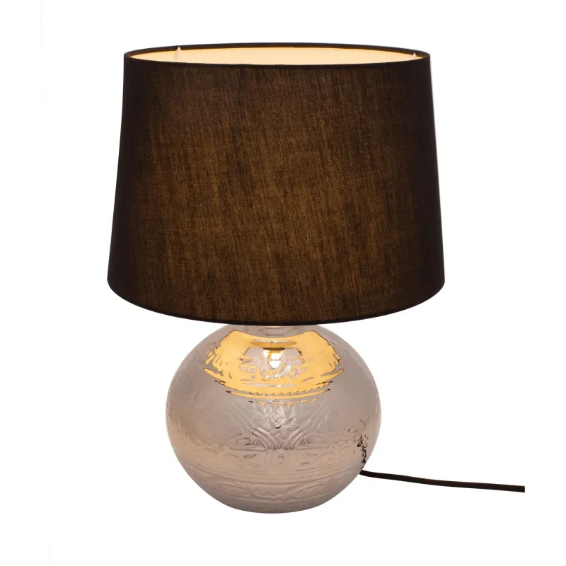 Lampe à poser Touch of silver max20W E14 Noir/Argent 230V tissu/céramique