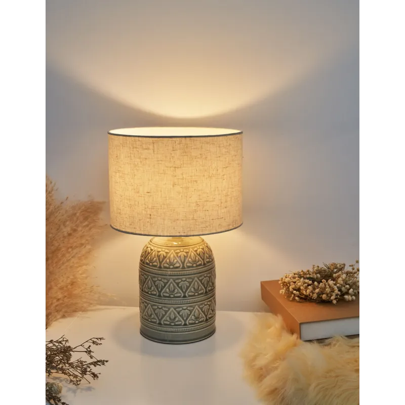Lampe à poser Tender Pearl max20W E14 Beige 230V tissu/céramique