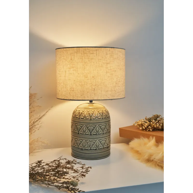 Lampe à poser Tender Pearl max20W E14 Beige 230V tissu/céramique