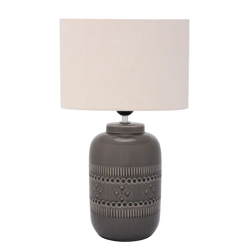 Lampe à poser Gleaming Beauty max20W E27 Beige/Gris 230V tissu/céramique
