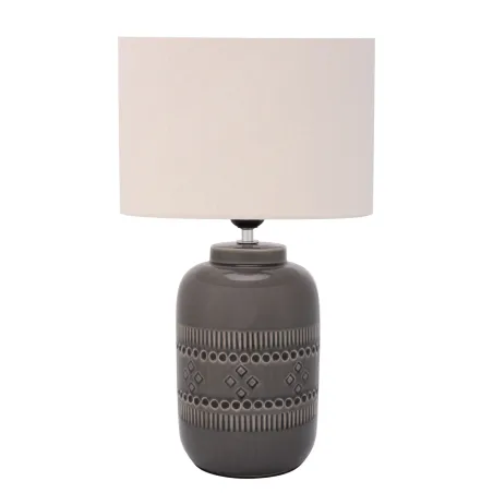 Lampe à poser Gleaming Beauty max20W E27 Beige/Gris 230V tissu/céramique