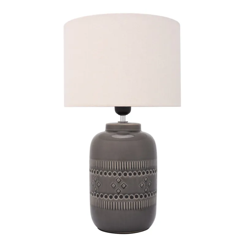 Lampe à poser Gleaming Beauty max20W E27 Beige/Gris 230V tissu/céramique
