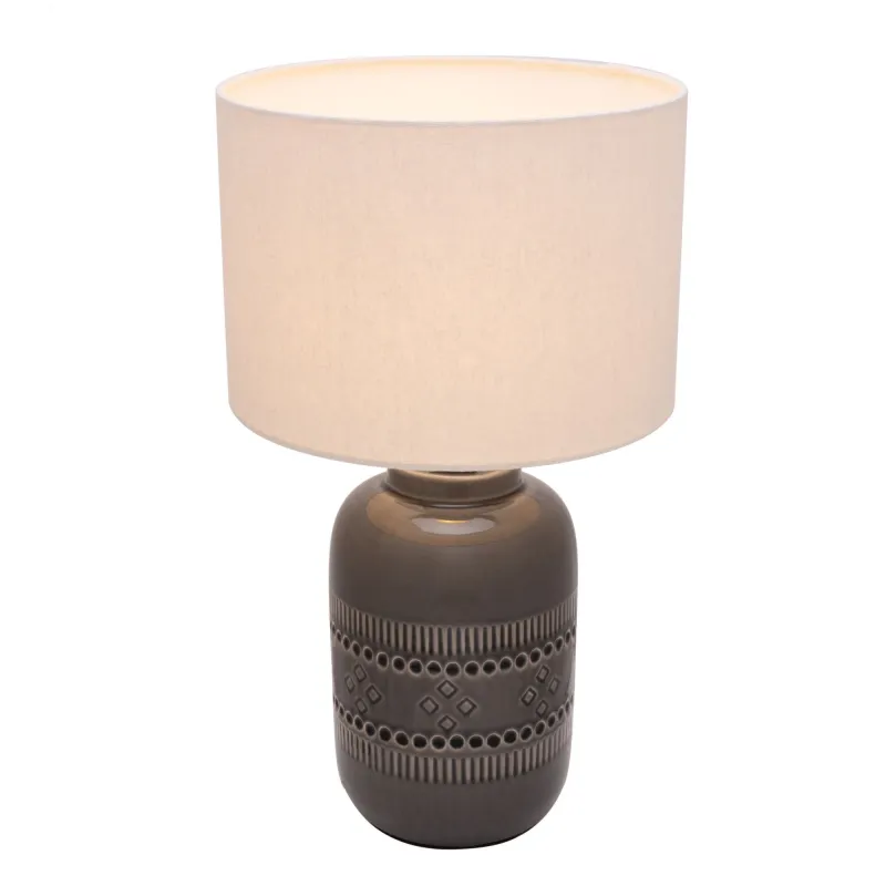 Lampe à poser Gleaming Beauty max20W E27 Beige/Gris 230V tissu/céramique