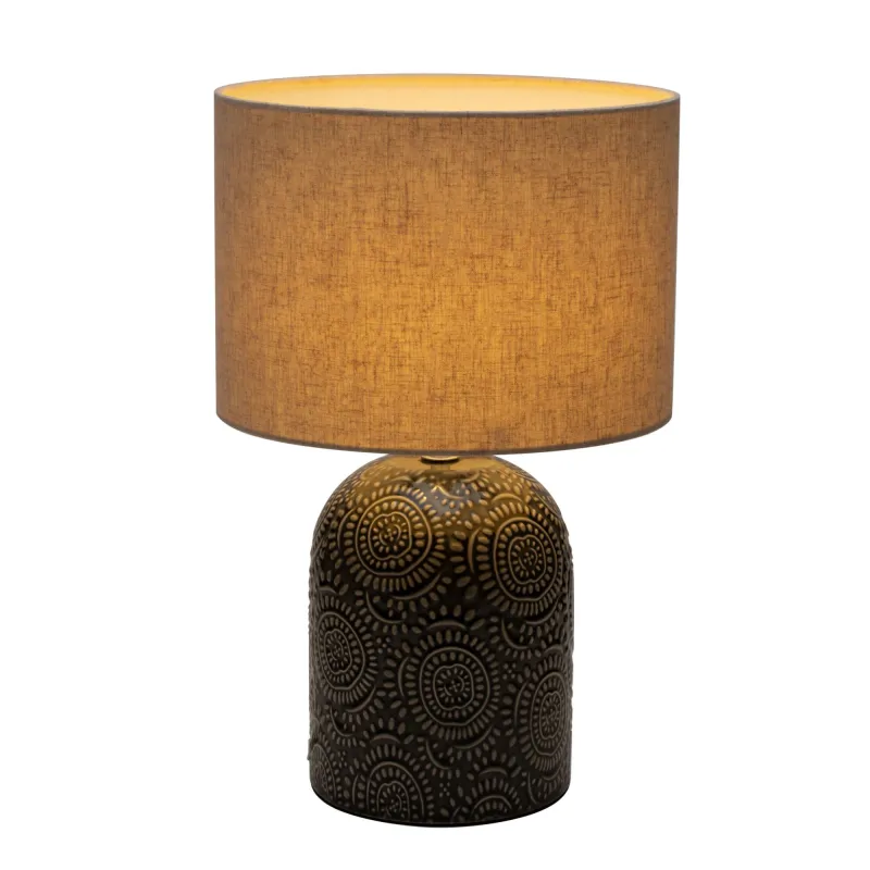 Lampe à poser Shiny Dreamer max20W E14 Beige/Gris 230V tissu/céramique