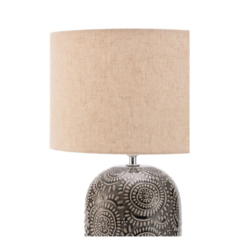 Lampe à poser Shiny Dreamer max20W E14 Beige/Gris 230V tissu/céramique