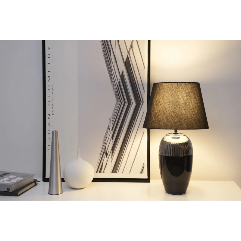 Lampe à poser Midnight Beauty max20W E27 Noir/Argent 230V tissu/céramique