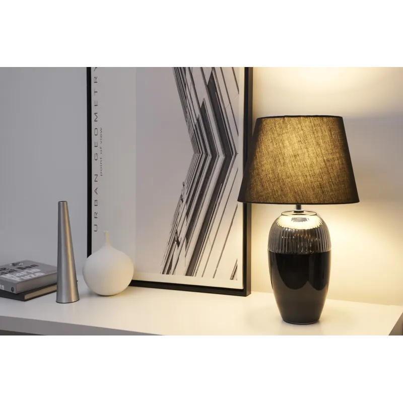 Lampe à poser Midnight Beauty max20W E27 Noir/Argent 230V tissu/céramique