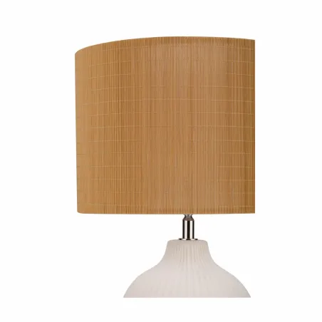 Lampe à poser Timber Glow max20W E27 Beige/Blanc 230V Bambou/céramique