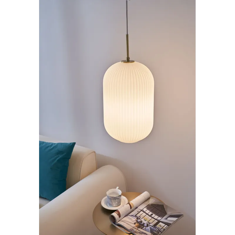 Suspension Splendid Delight max20W E27 Blanc/Doré 230V Verre/Métal