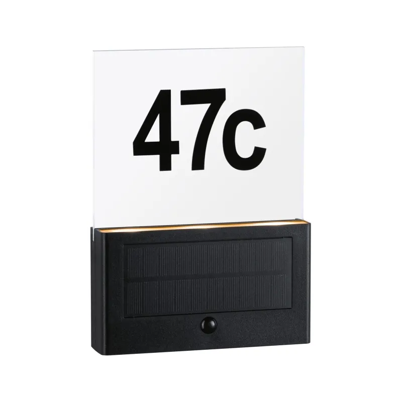 Numéro de maison extérieur solaire Neda IP44 PIR anthracite resp. insectes