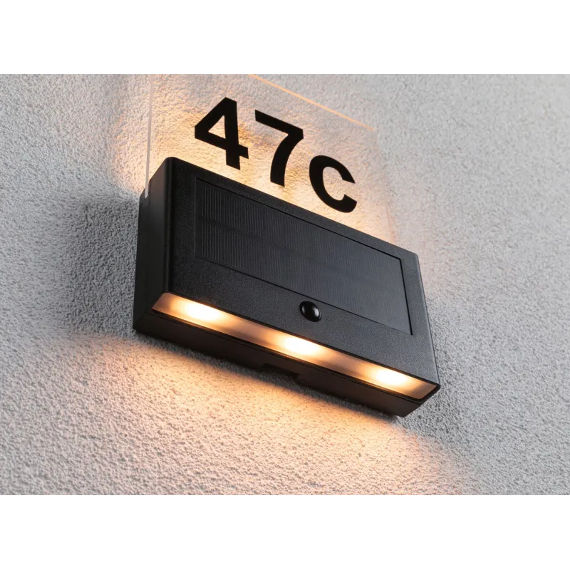 Numéro de maison extérieur solaire Neda IP44 PIR anthracite resp. insectes
