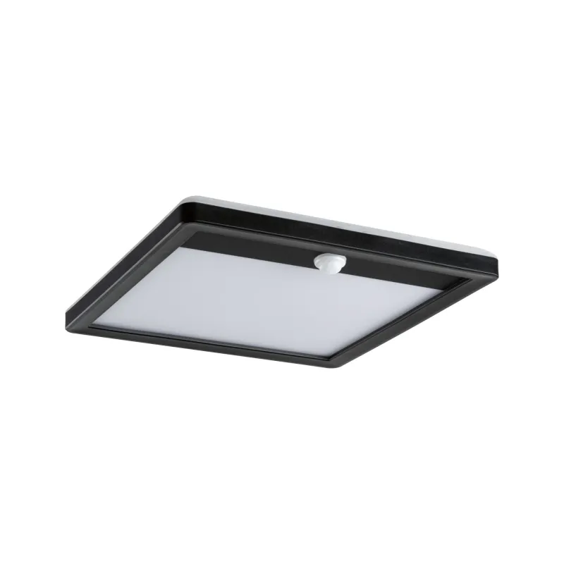 Ext. 230 V Lamina carré PIR noir IP44 14 W 2200 K-3000 K