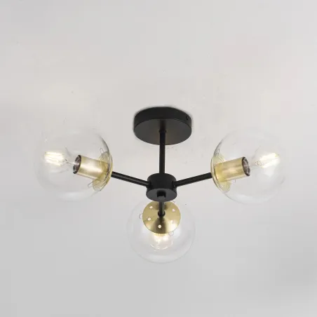 Plafonnier suspension métal noir et doré culot e27