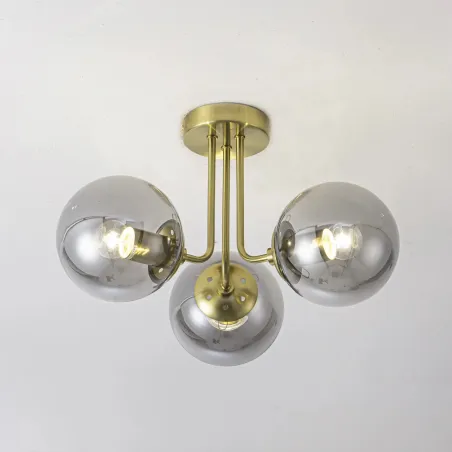 Plafonnier suspension métal noir et doré culot e27