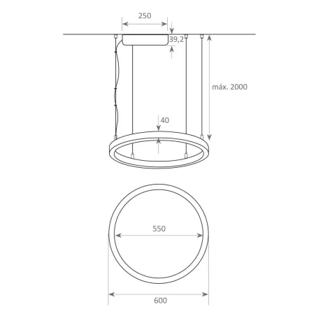 suspension-noire-ronde-profile-37w-led-60cm-double-lumiere