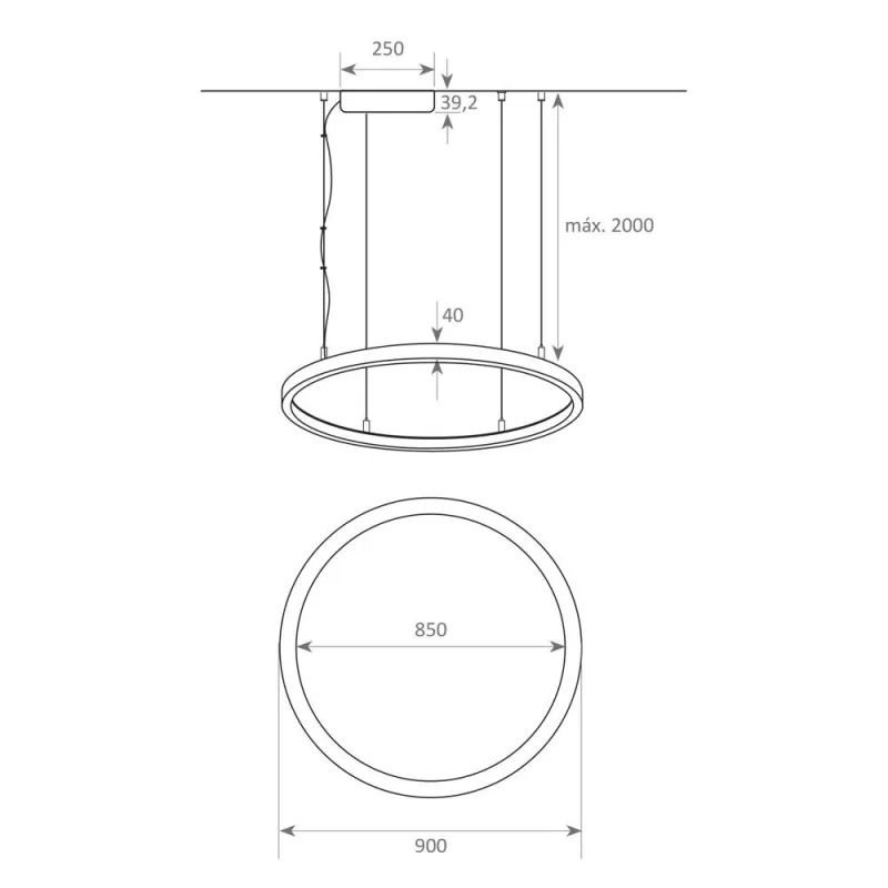 suspension-noire-ronde-profile-54w-led-90cm-double-lumiere