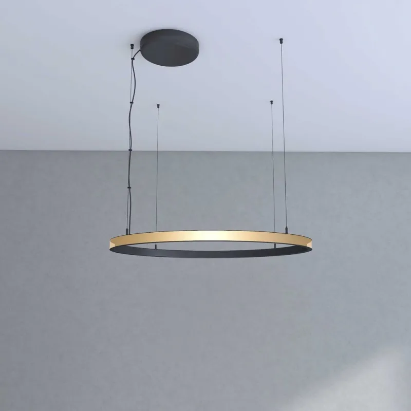 suspension-noire-ronde-profile-54w-led-90cm-double-lumiere