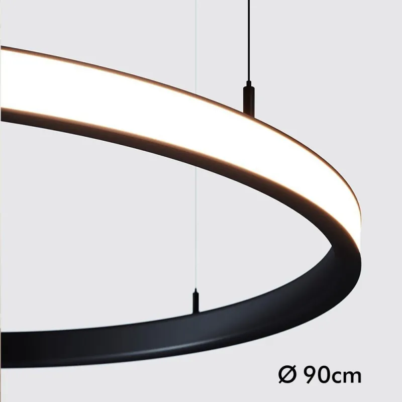 suspension-noire-ronde-profile-54w-led-90cm-double-lumiere