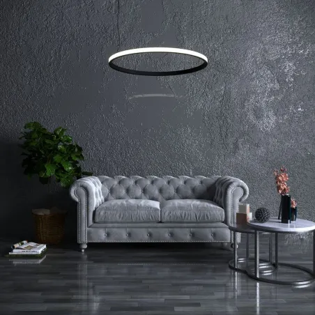 suspension-noire-ronde-profile-54w-led-90cm-double-lumiere