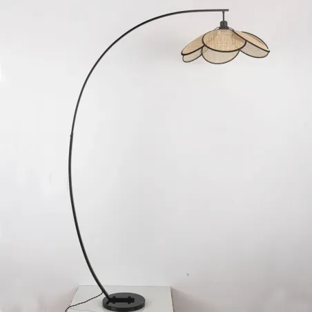 lampadaire-arc-metal-abat-jour-rotin-culot-1xe27