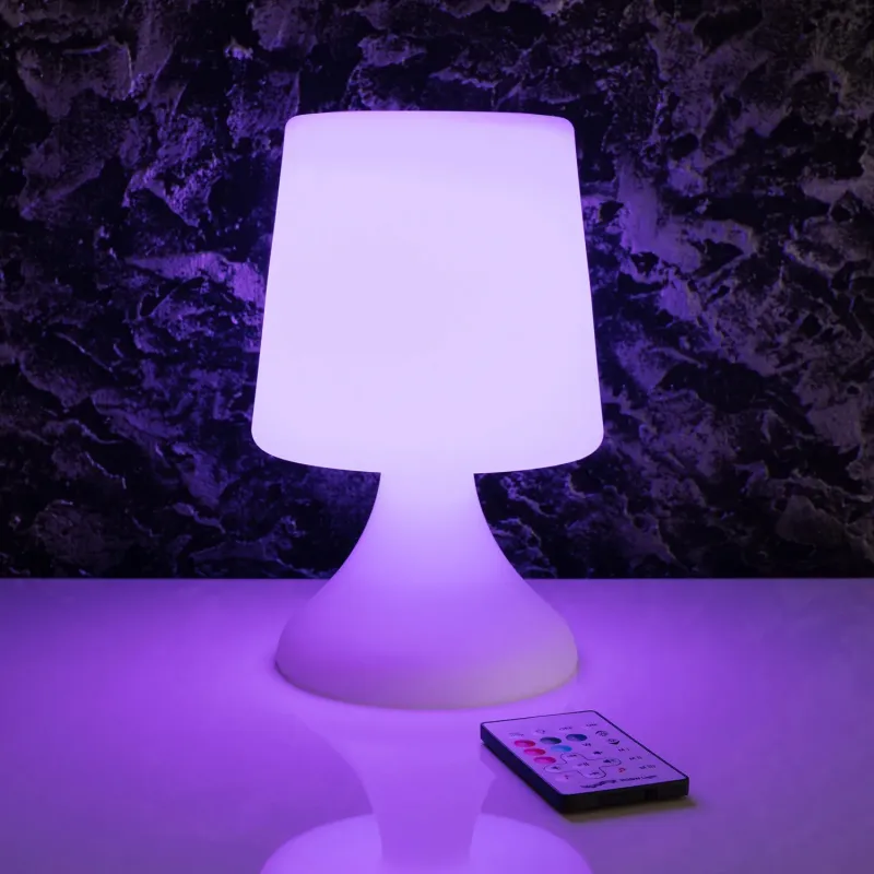 Lampe de table rechargeable rgbw avec haut parleur bluetooth ip44