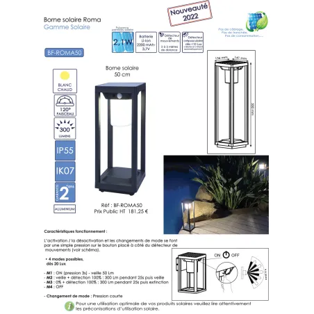 borne-led-potelet-solaire-50cm-300-lumens