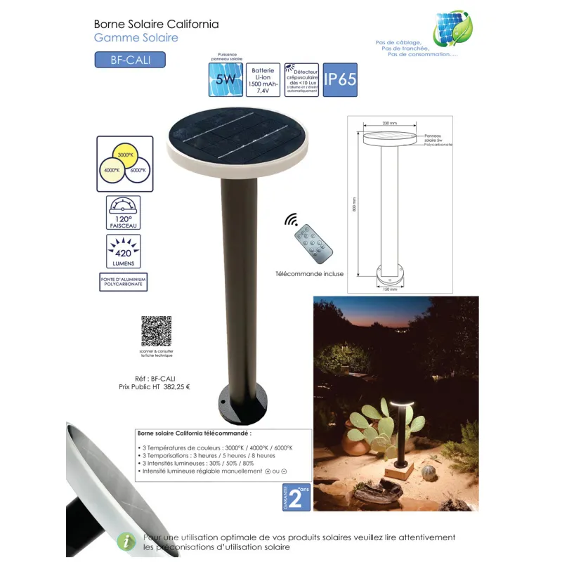 borne-led-potelet-solaire-80cm-300-lumens